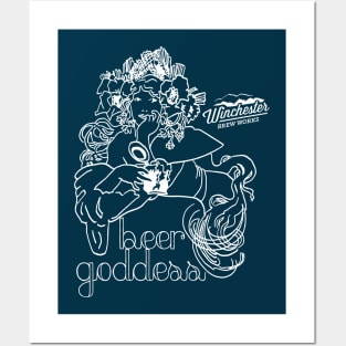 Beer Goddess (light ink) Posters and Art